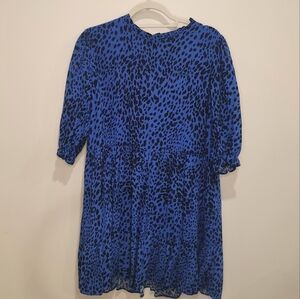 NWT New Look (UK) animal print flowy dress, blue black, size 10